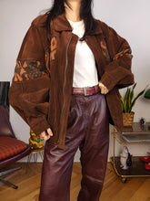 Load image into Gallery viewer, Vintage leather jacket L XL | suede navajo brown orange coat women unisex men
