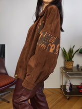 Load image into Gallery viewer, Vintage leather jacket L XL | suede navajo brown orange coat women unisex men
