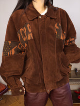 Load image into Gallery viewer, Vintage leather jacket L XL | suede navajo brown orange coat women unisex men
