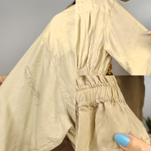 Load image into Gallery viewer, Vintage silk blouse jacket blouson shirt beige spring summer women M-L
