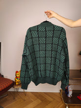 Load image into Gallery viewer, Vintage alpaca wool cardigan M | green check pattern knit knitted sweater jacket women
