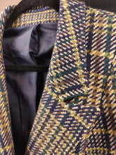 Load image into Gallery viewer, Vintage wool blazer jacket S M | check checker tartan khaki green brown Hucke
