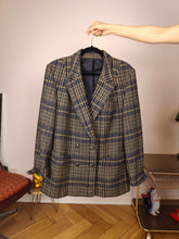 Load image into Gallery viewer, Vintage wool blazer jacket S M | check checker tartan khaki green brown Hucke
