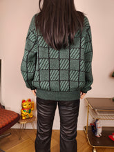 Load image into Gallery viewer, Vintage alpaca wool cardigan M | green check pattern knit knitted sweater jacket women
