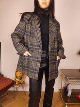 Load image into Gallery viewer, Vintage wool blazer jacket S M | check checker tartan khaki green brown Hucke
