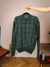 Load image into Gallery viewer, Vintage alpaca wool cardigan M | green check pattern knit knitted sweater jacket women
