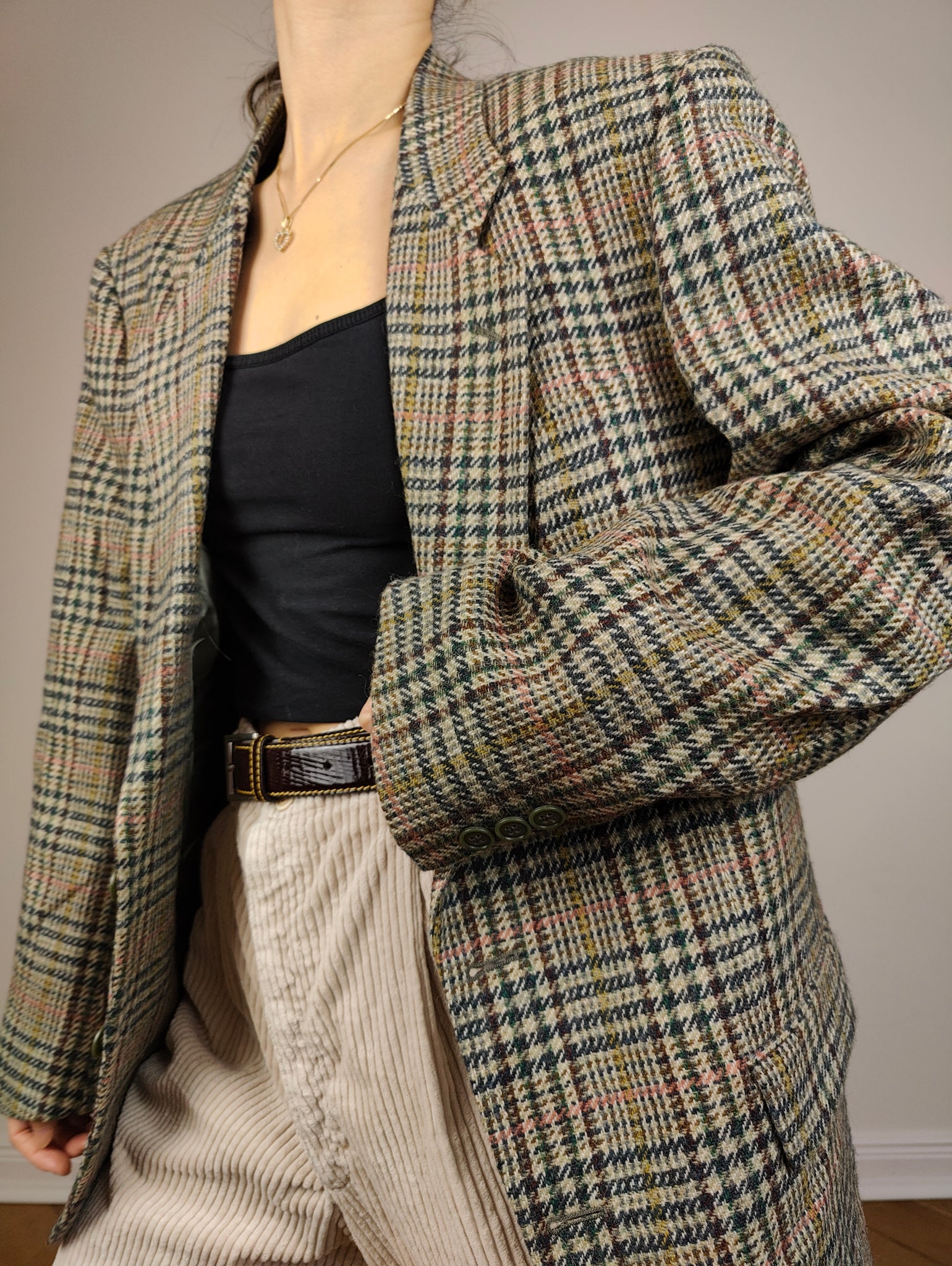 Wool check blazer on sale womens