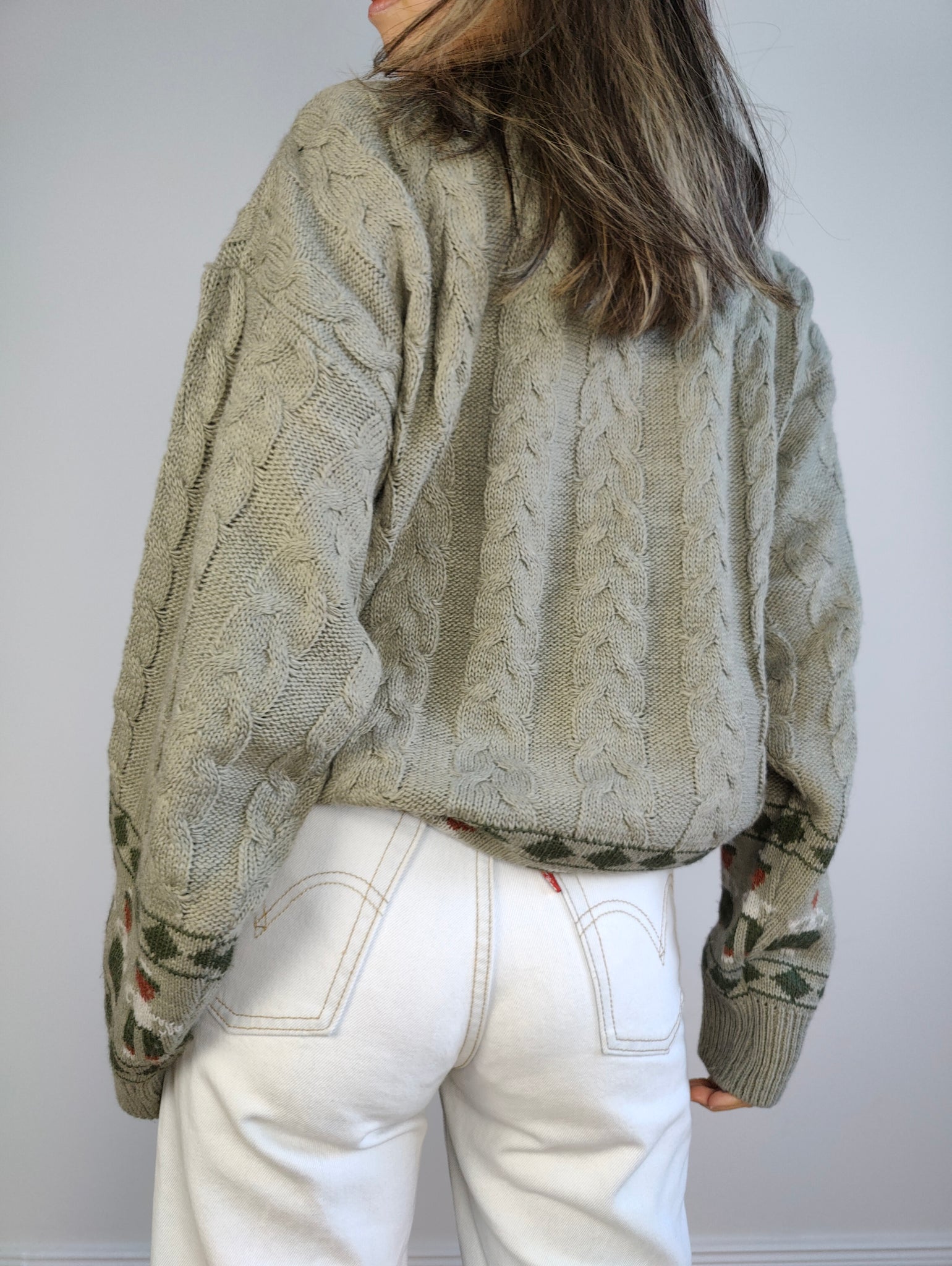 The Wool Sage Cable Knit Sweater | Vintage Iceland wool mix