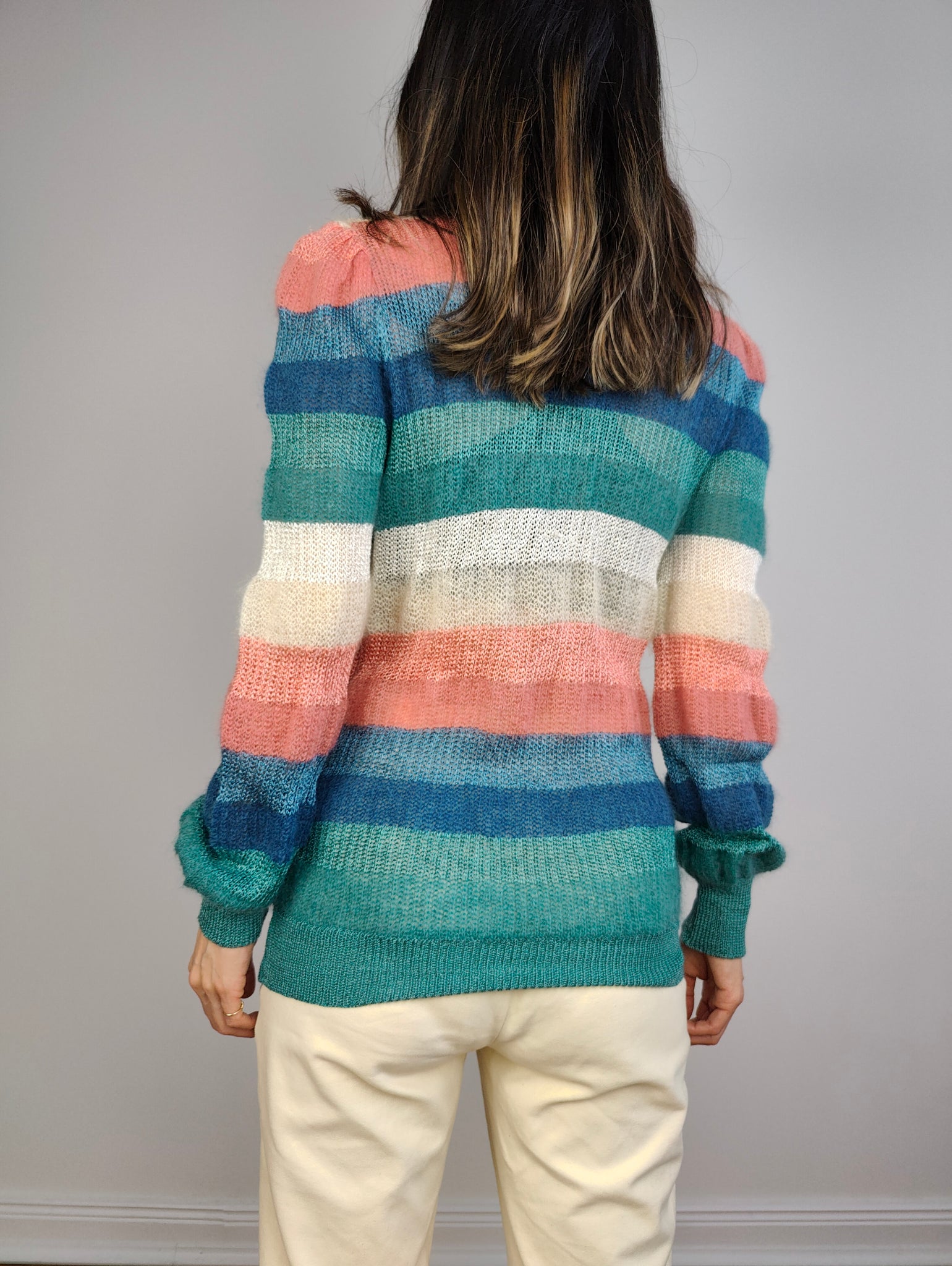 The Wool Mix Rainbow Knit Cardigan  Vintage knitted sweater jacket pa –  The Vintage Takeaway
