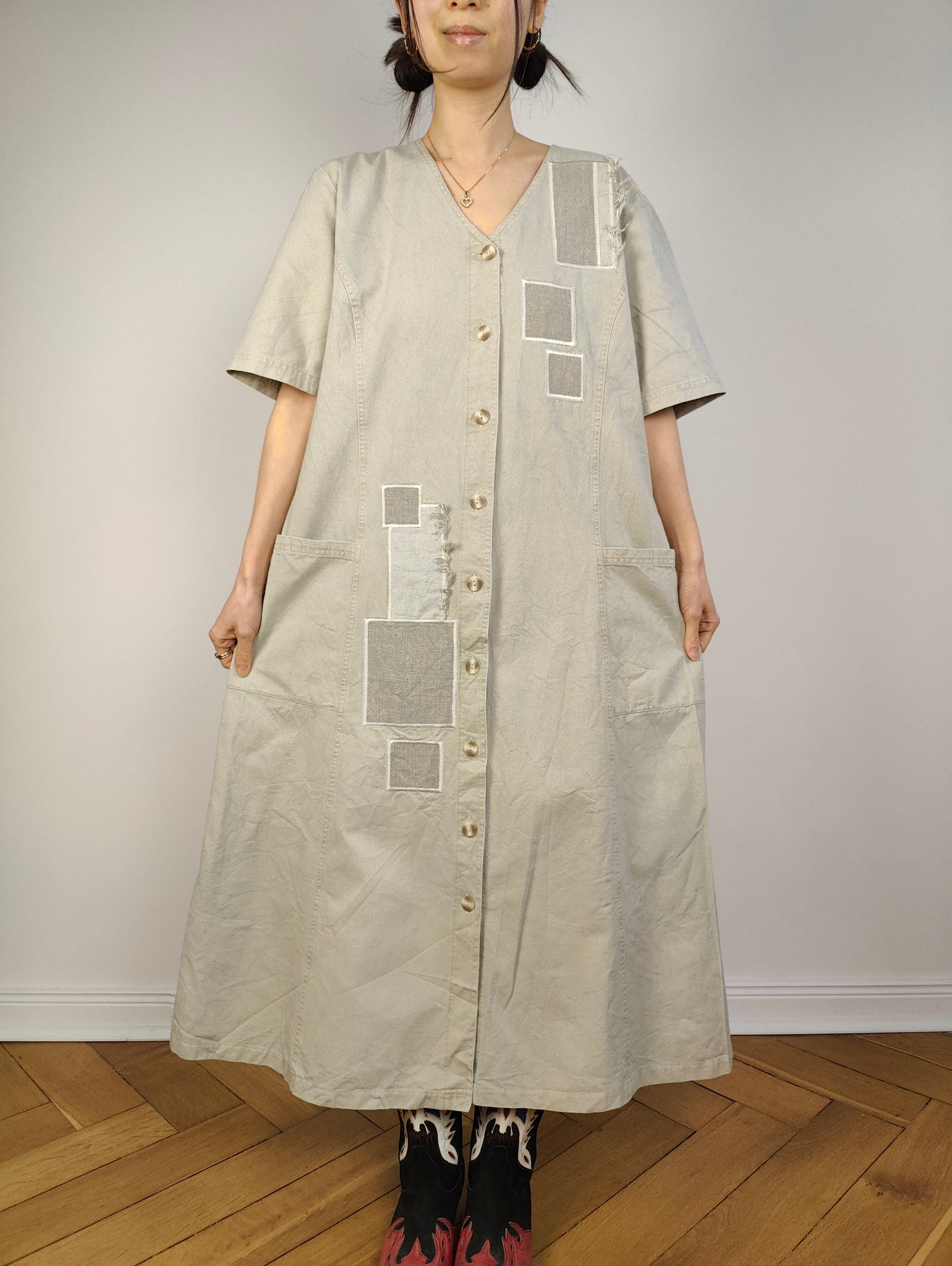 Wholesale Women Fashion Casual Shirt Collar Pocket Large Dresses Denim Maxi  Dress