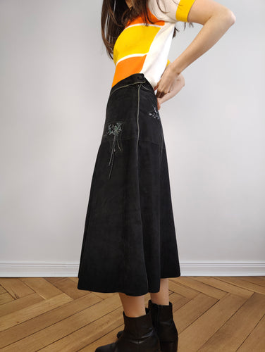 A-line Leather Skirt, Authentic & Vintage