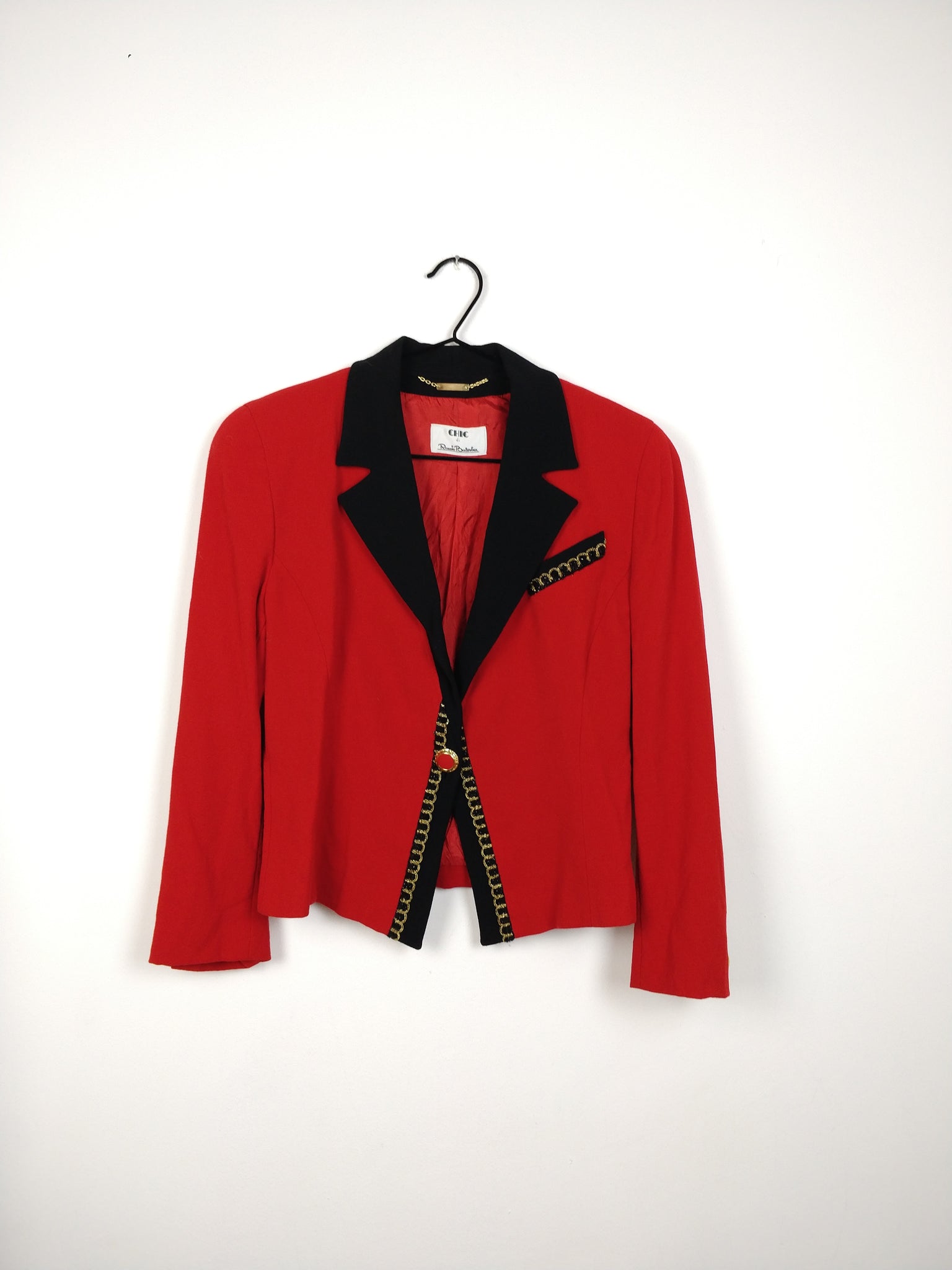 Red blazer hot sale black collar