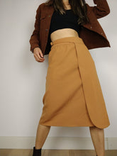Load image into Gallery viewer, The Les Copains Mustard | Vintage midi skirt yellow mustard wool wrap skirt designer Les Copains S
