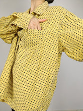 Load image into Gallery viewer, The Yellow Corduroy | Vintage cord corduroy shirt long sleeve yellow black pattern women men unisex  L
